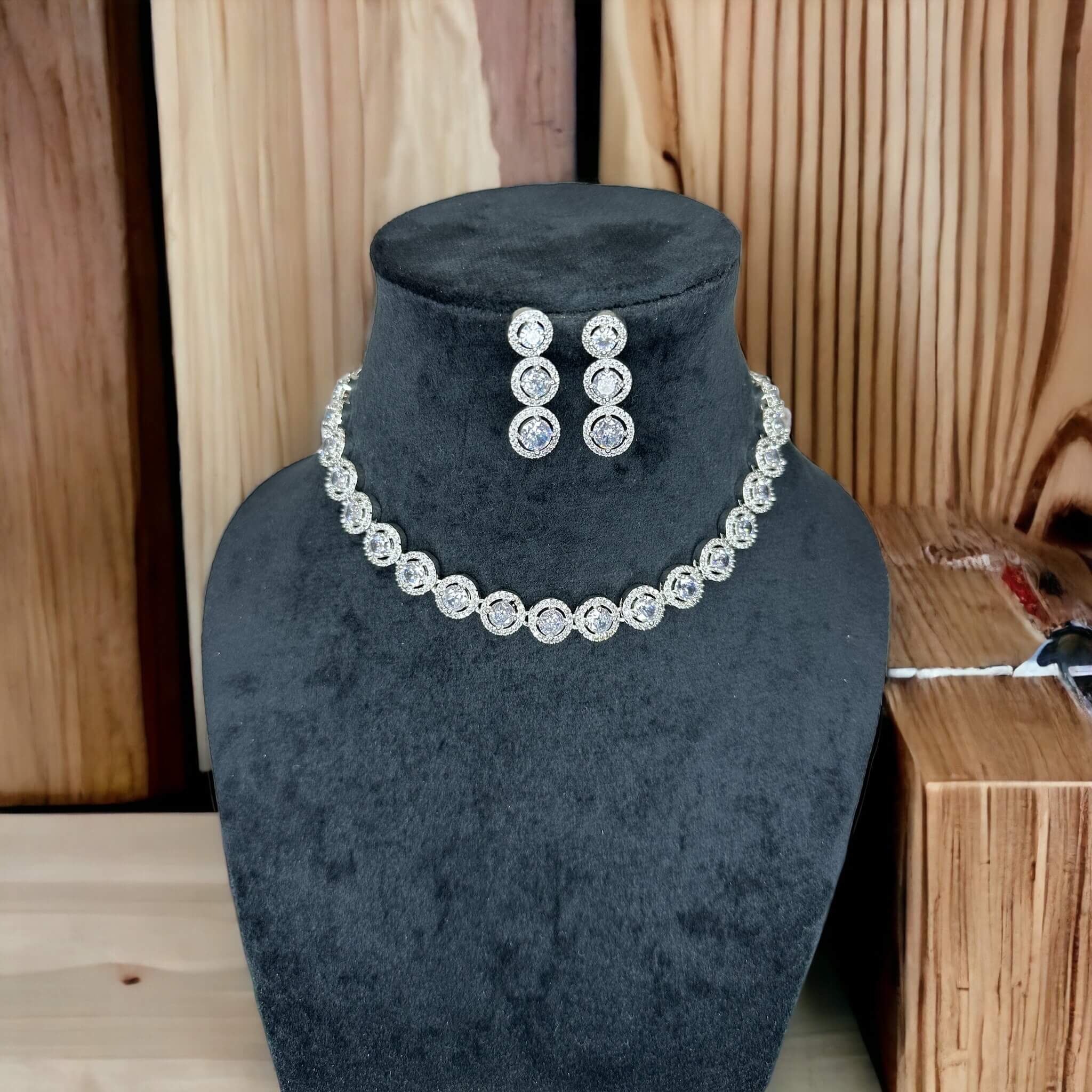 Silver Plated A.D Stone Studded Necklace Set