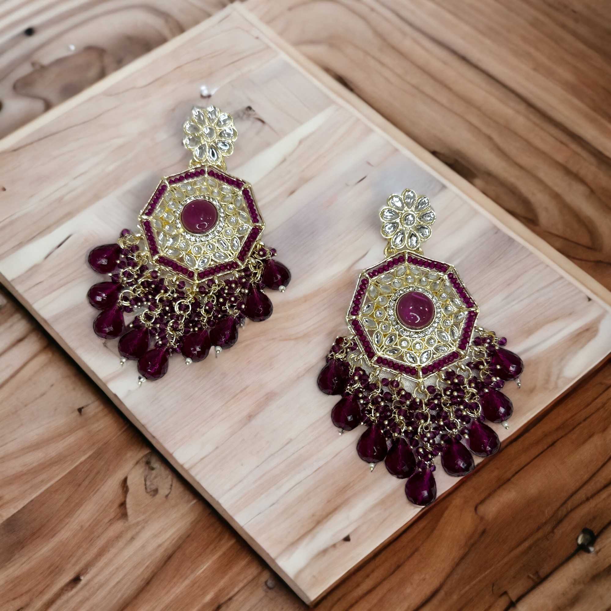 Wine Gold Plated Drop Earrings