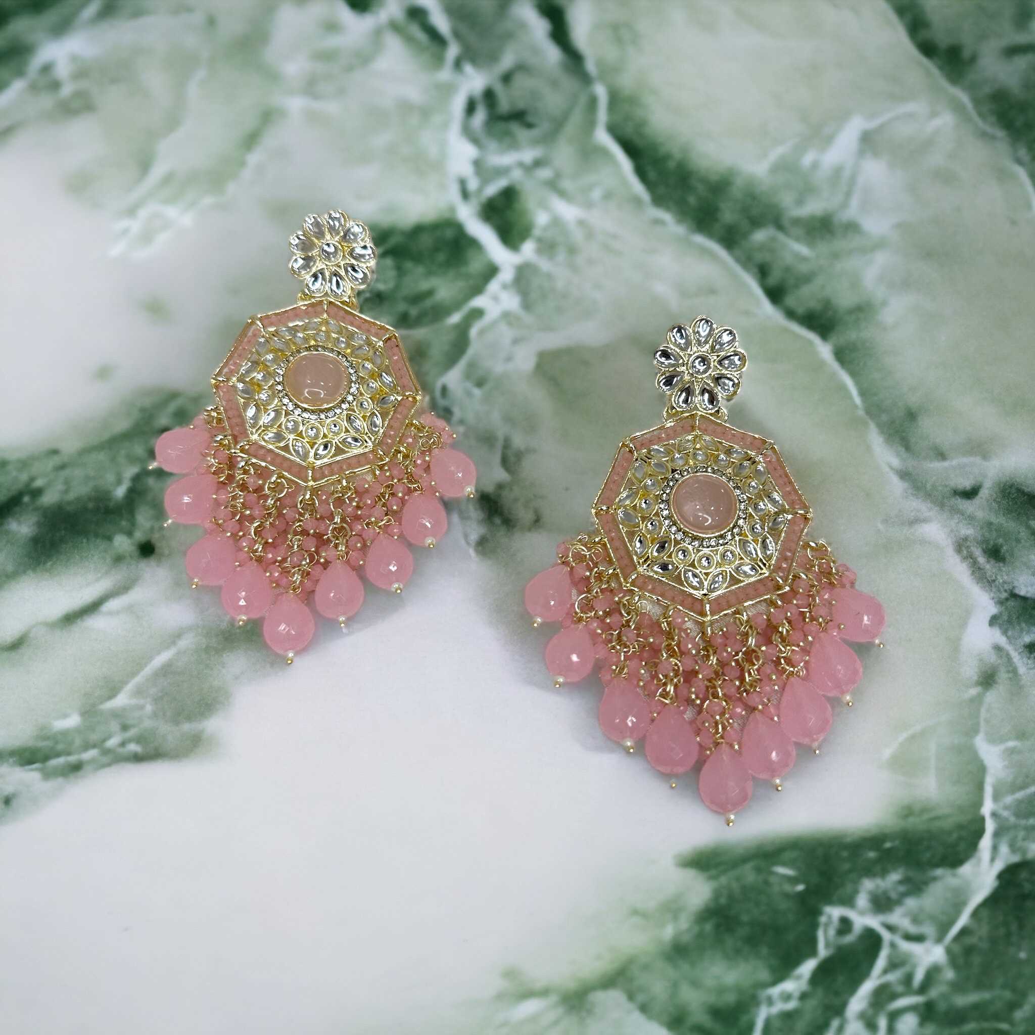 Pink Gold Plated Drop Earrings