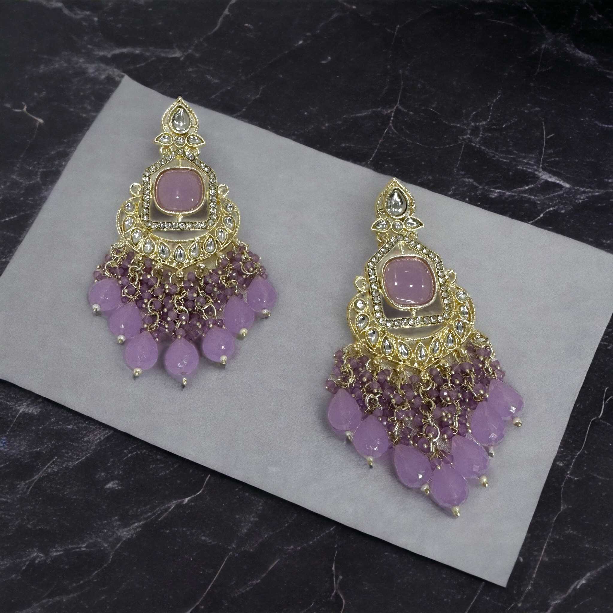 Lavender Gold Plated Drop Earrings