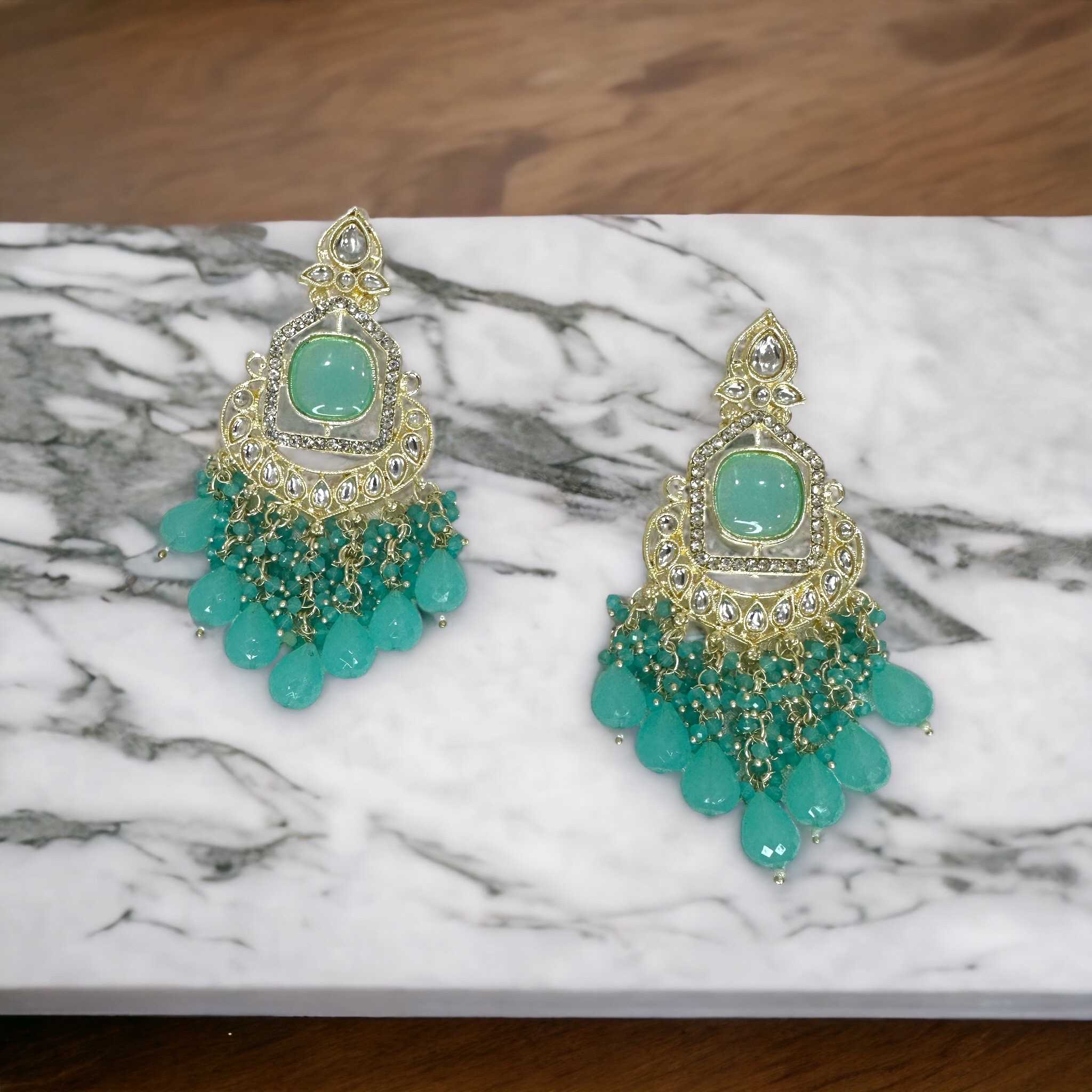 Turquoise Gold Plated Drop Earrings