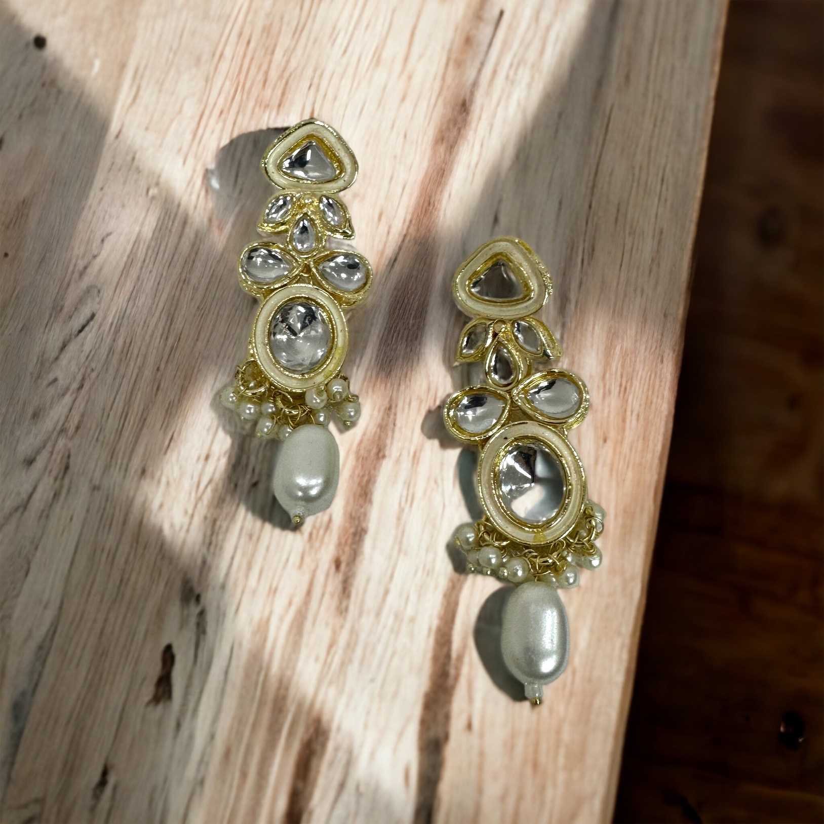 Gold Plated Pearl Studded Earrings