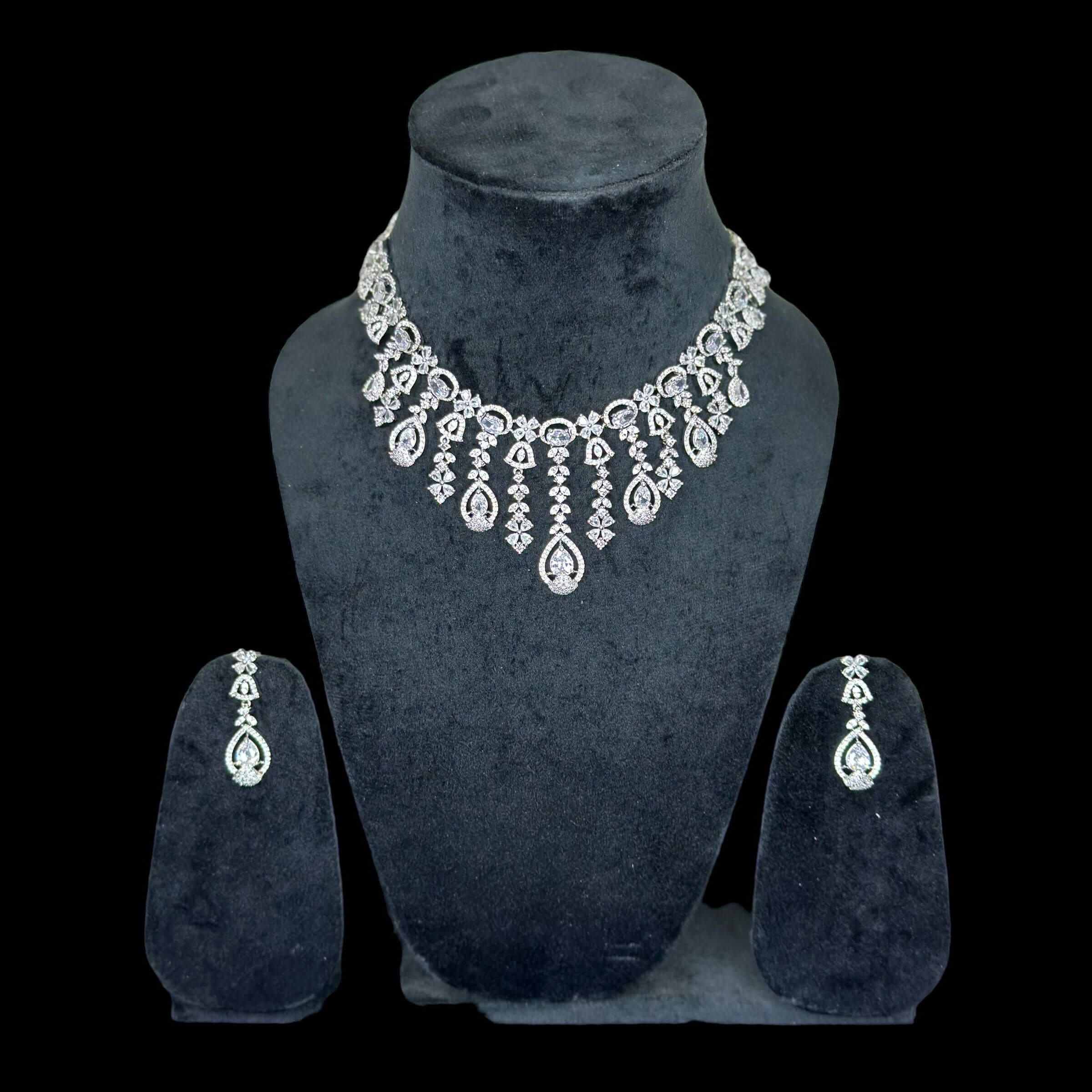 Silver Plated A.D Stone Studded Necklace Set